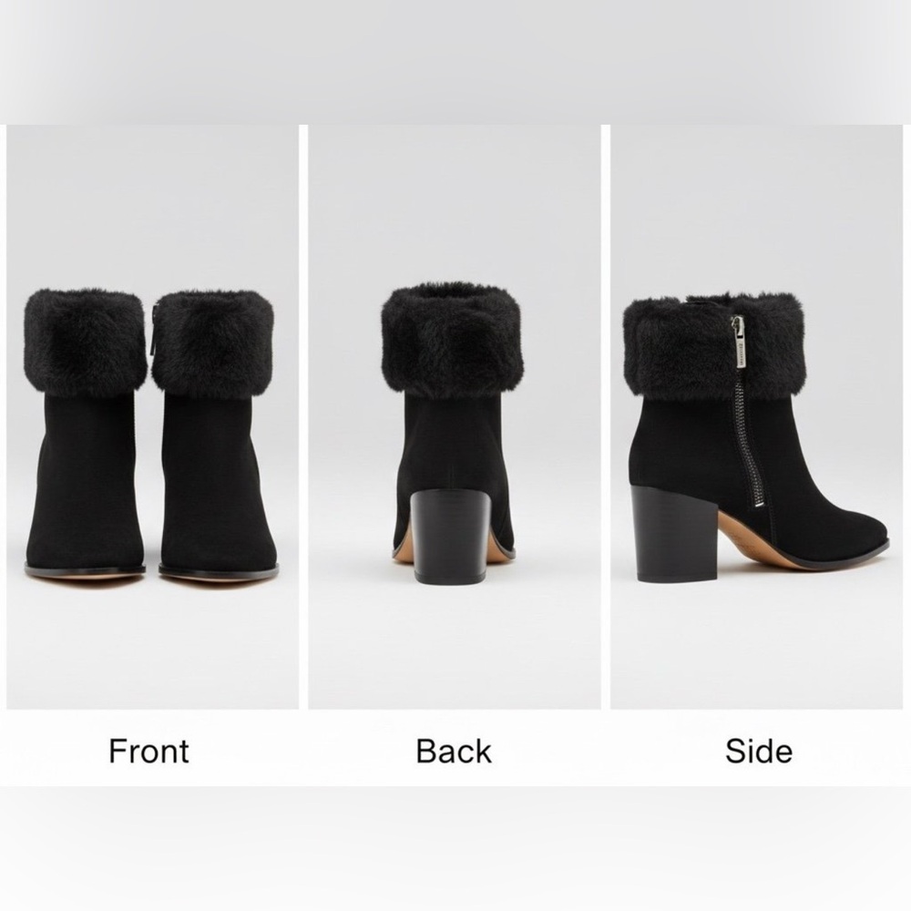 Elegant Black Fur-Trimmed Ankle Boots